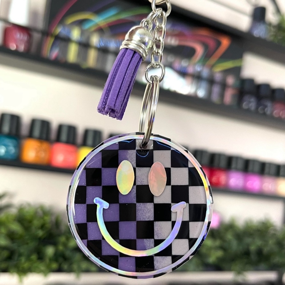 💜Holographic Happy 😃 Face Keychain